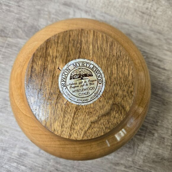 VTG Myrtlewood Chalet Candy Nut Dish Bowl Handcrafted Oregon Myrtle Wood 5.5" - Picture 2 of 13